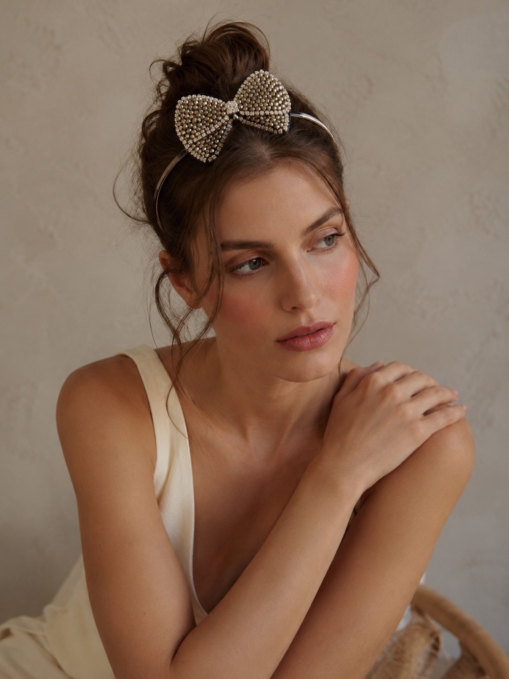 Crystal Rhinestone Bow Headband | Bridal Party Holiday Glam